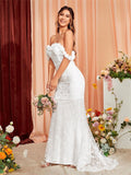 Off The Shoulder Trumpet Mermaid Lace Wedding Dress