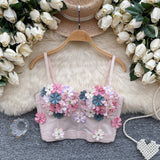 3D Appliques Floral Crop Top