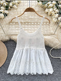 Delicate Crochet White Embroidered Camisole Top