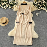 Long Black Elegant Beige Cardigan