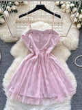 Sweetheart Playful Polka Dot Tulle Pink Dress