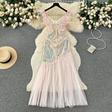 Flowing Tulle Skirt Iridescent Sequin Dress