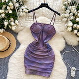 Lace Spaghetti Straps Purple Bodycon Dress