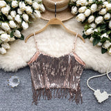 Night Out Rose Gold Fringe Top