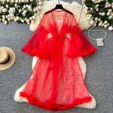 Fashion Flair Red Tulle Robe