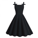 Sleeveless bow Hepburn suspender dress