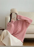 Thick twist pullover loose knit sweater