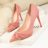 SHALLOW-MOUTHED POINTED BOW HIGH HEELS