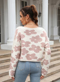 Long Sleeve Short Flower Pullover Sweater