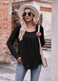 Casual Bubble Sleeve Pleated Long Sleeve T-shirt