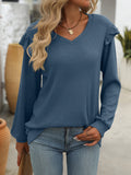 Loose Casual V-neck Long Sleeve T-shirt