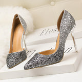 THIN HIGH-HEELED SEQUINED POINTED SHOES