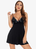 MODAL KNITTED COTTON LACE SUSPENDER NIGHTDRESS