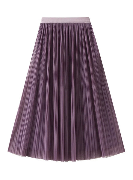 High Waist Pleated Gauze Skirt