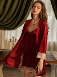 LACE VELVET GAUZE SLING NIGHTDRESS