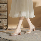 THICK HEEL BEADS WEDDING DRESS SHOES