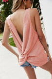 Open-back Knitted Solid Color Vest