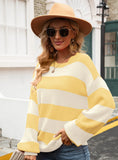 Stitching Striped Round Neck Loose Sweater