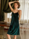 VELVET PAJAMAS SUSPENDERS NIGHTGOWN