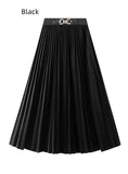 High Waist Flocked Pleated Skirt