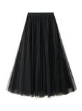 Beaded Gauze Pleated Skirt Worn on Both Sides