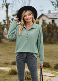 SOLID COLOR LAPEL BUTTON LOOSE LONG SLEEVE TOP