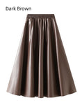 Elastic Waist Leather Pocket Skirt