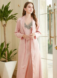 SILK-LIKE SUSPENDER COAT PAJAMAS TWO-PIECE SUIT