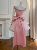 Sheer Mesh Sleeves Sweet Lolita Pink Dress