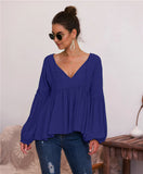 SLEEVE PINK HI-LO BLOUSE WOMEN DRAPED SEXY V NECK