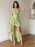 Ruffles Flattering Green Maxi Dress