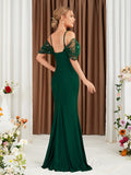 Sparkle Dark Green Sequin Sheath Prom Dress With Slit