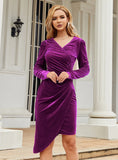 SEXY VELVET V-NECK SPLIT IRREGULAR DRESS