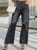 COWBOY WIDE-LEG TROUSERS HOLES PANT JEANS