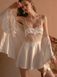 EMBROIDERED SATIN ICE SILK NIGHTGOWN