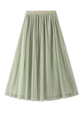 High Waist Pleated Gauze Skirt