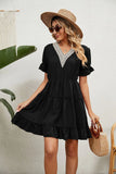 SUMMER JACQUARD V-NECK LOOSE DRESS