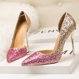 THIN HIGH-HEELED SEQUINED POINTED SHOES