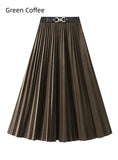 High Waist Flocked Pleated Skirt