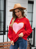 Love Heart Round Neck Pullover Sweater