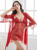 LACE CHEST PAD THREE-PIECE SUSPENDER NIGHTDRESS