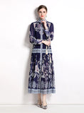 HOLIDAY STYLE RETRO PRINTED LONG-SLEEVED DRESS