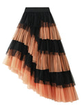 Irregular Gauze Color Matching Cake Skirt