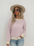 Round Neck Openwork Pullover Sweater