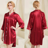 LOOSE SILK PAJAMAS V-NECK NIGHTGOWN