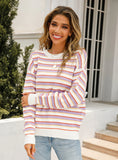 Pullover Striped Round Neck Shirt Sweater