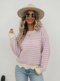 Round Neck Openwork Pullover Sweater