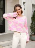 Long Sleeve Short Flower Pullover Sweater