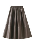 Retro High Waist Pu Leather Skirt