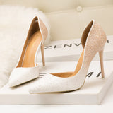 THIN HIGH-HEELED SEQUINED POINTED SHOES